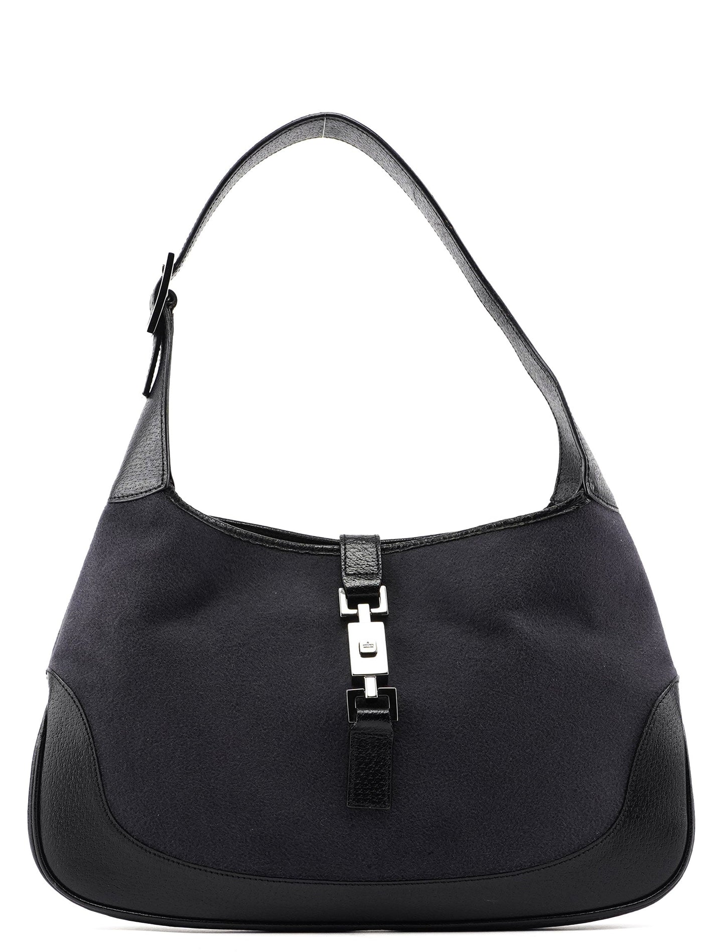 001 3306 Black Wool Leather Jackie Shoulder Bag