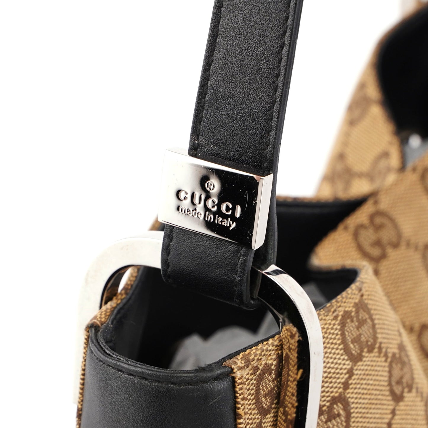 001 3743 Beige GG Drawstring Shoulder Bag