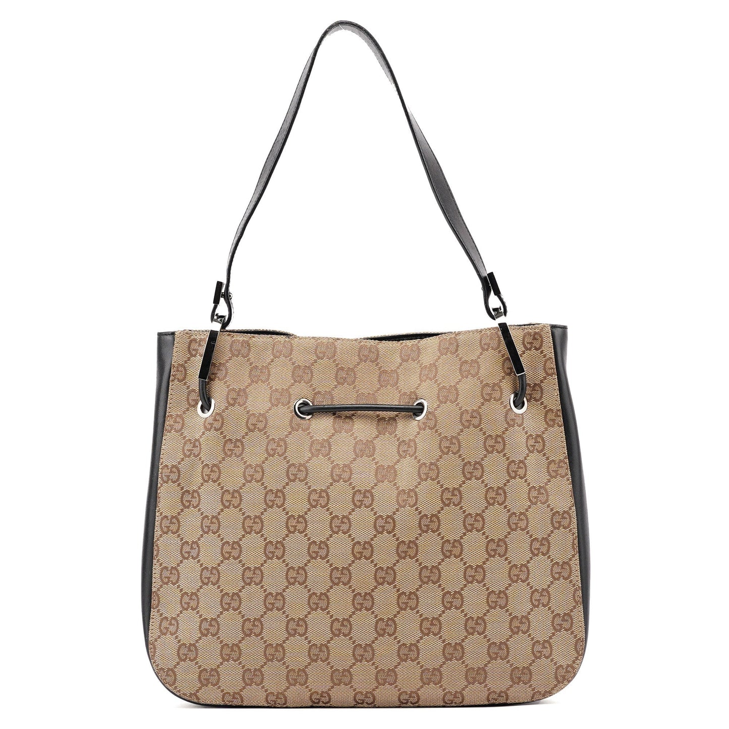 001 3748 Beige GG Drawstring Shoulder Bag