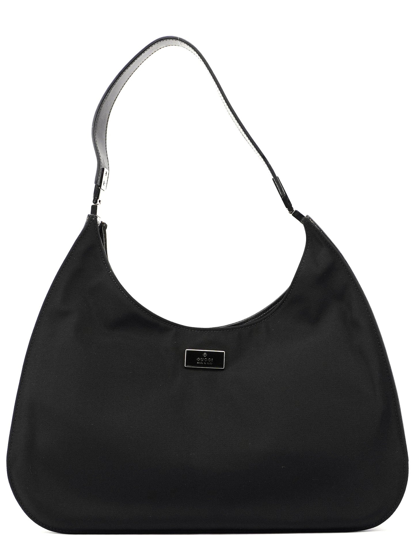 001 3767 Black Canvas Hobo Shoulder Bag