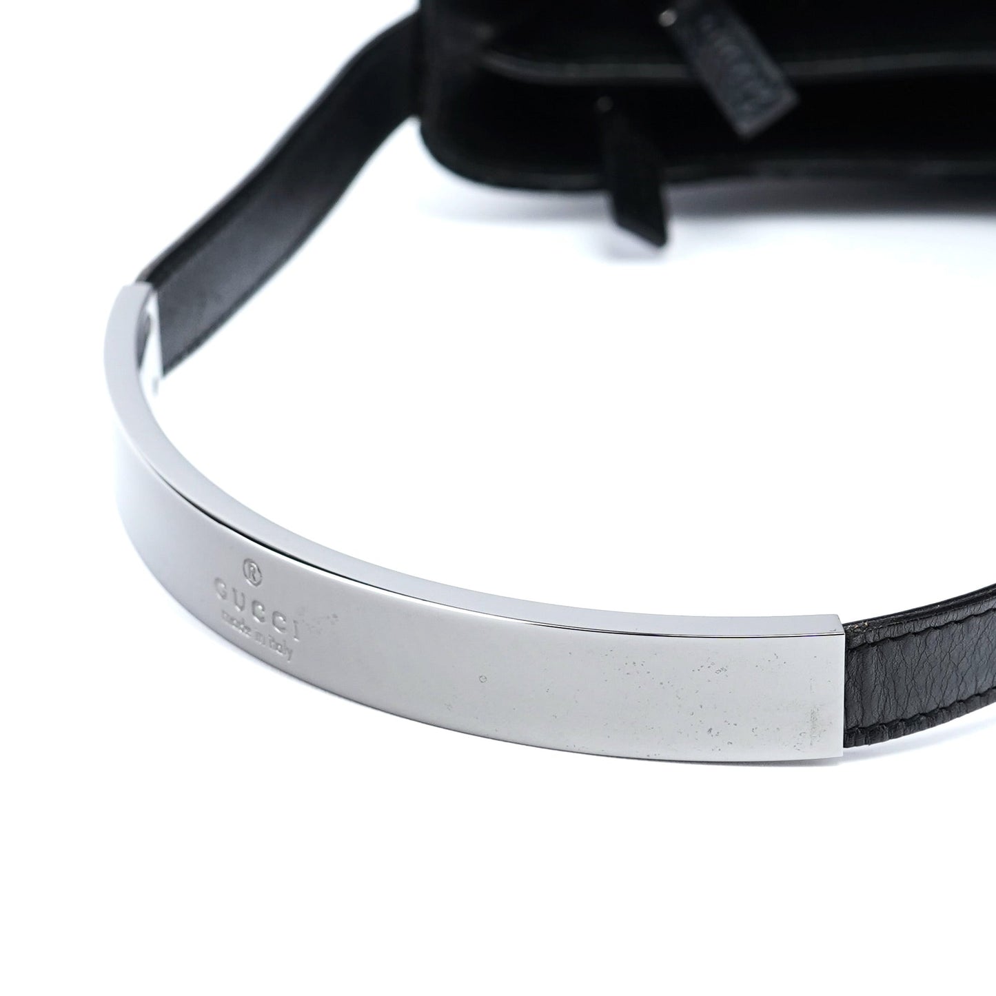 001 3778 Black Suede GG Shoulder Bag