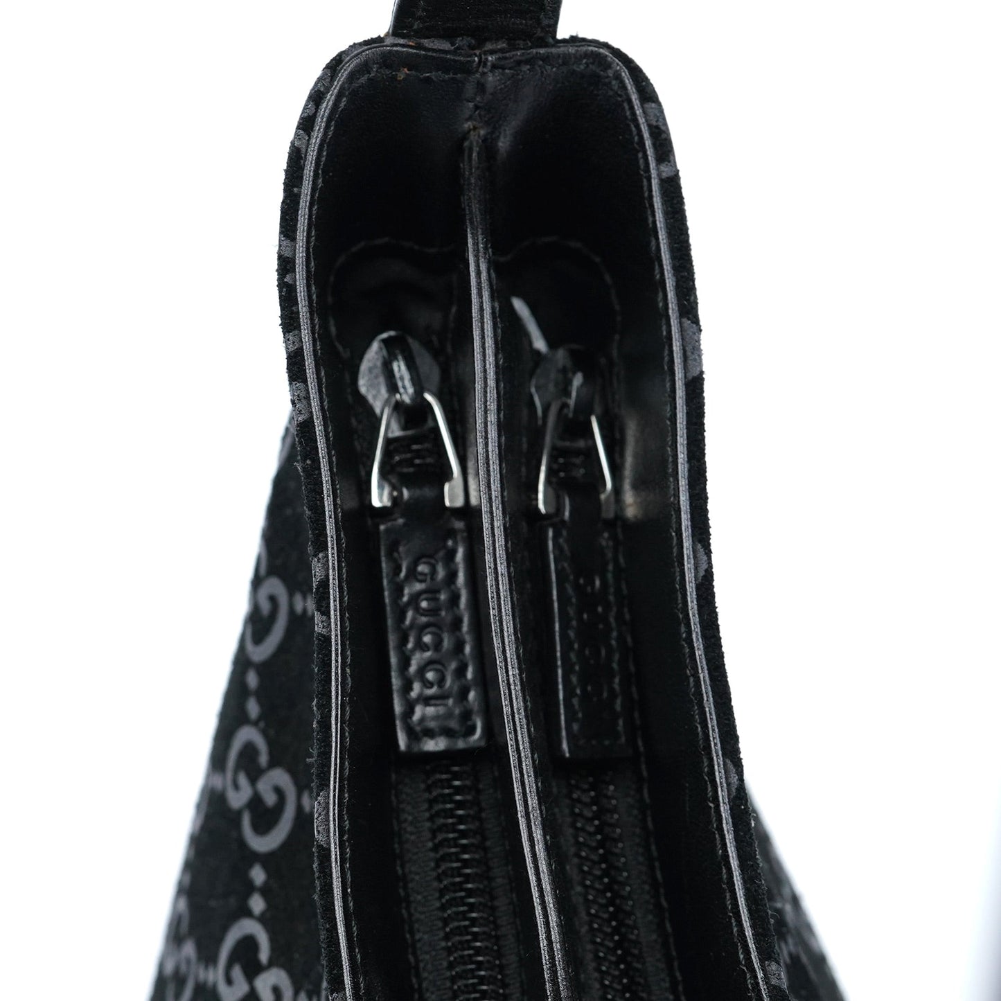 001 3778 Black Suede GG Shoulder Bag