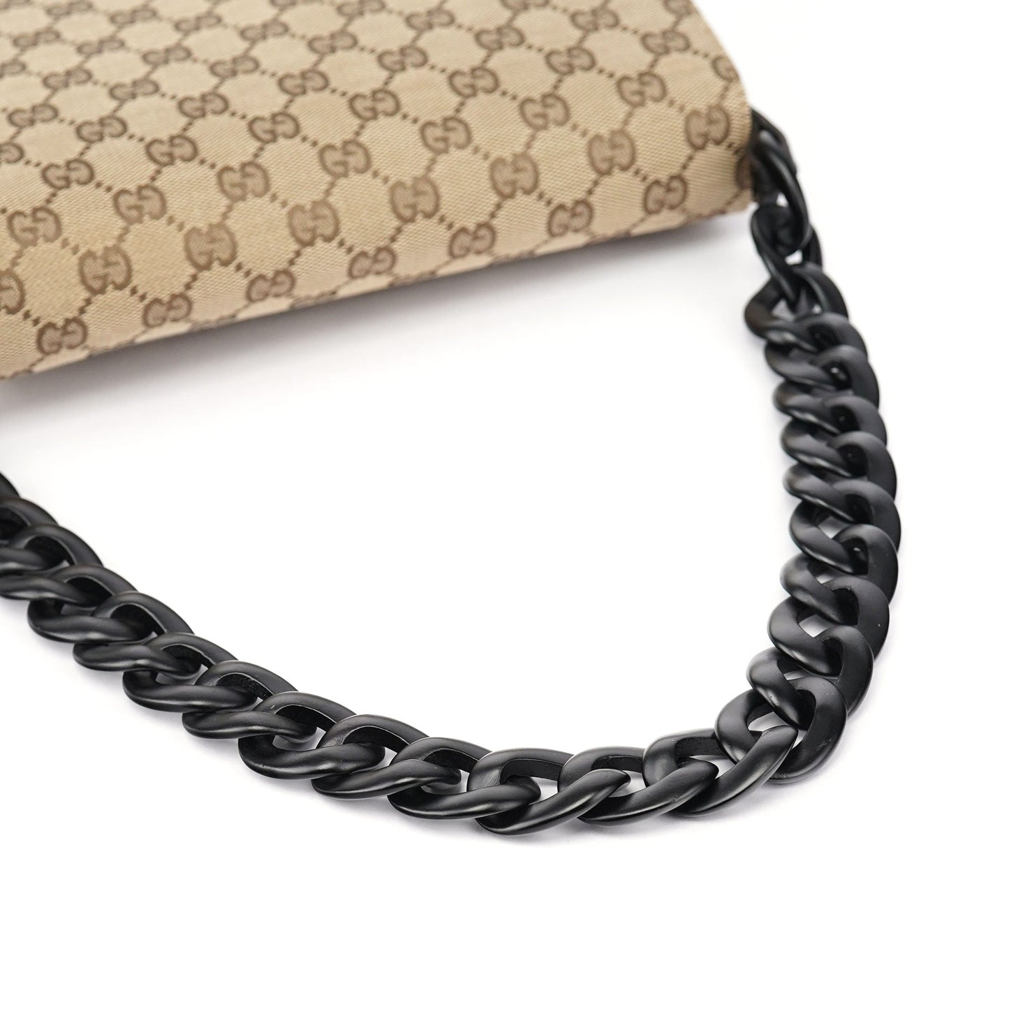 001 3820 Beige GG Wood Chain Shoulder Bag