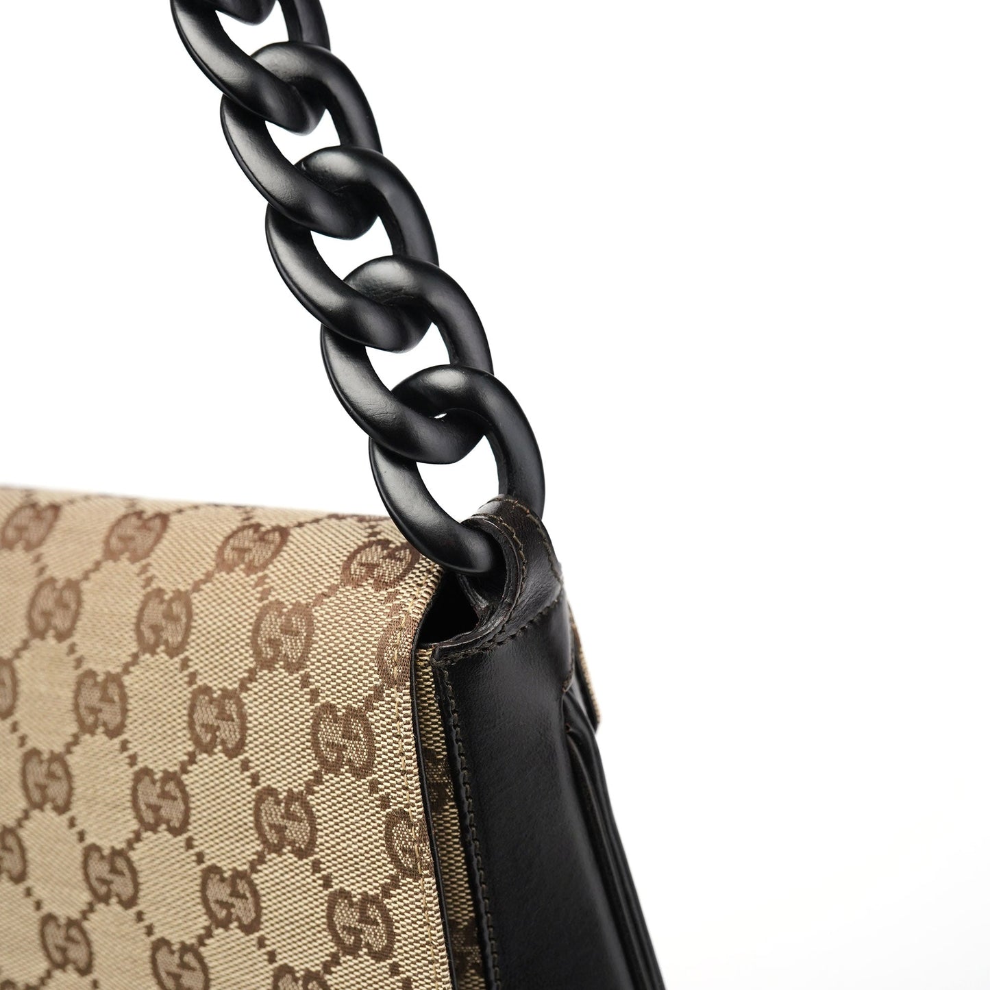 001 3820 Beige GG Wood Chain Shoulder Bag