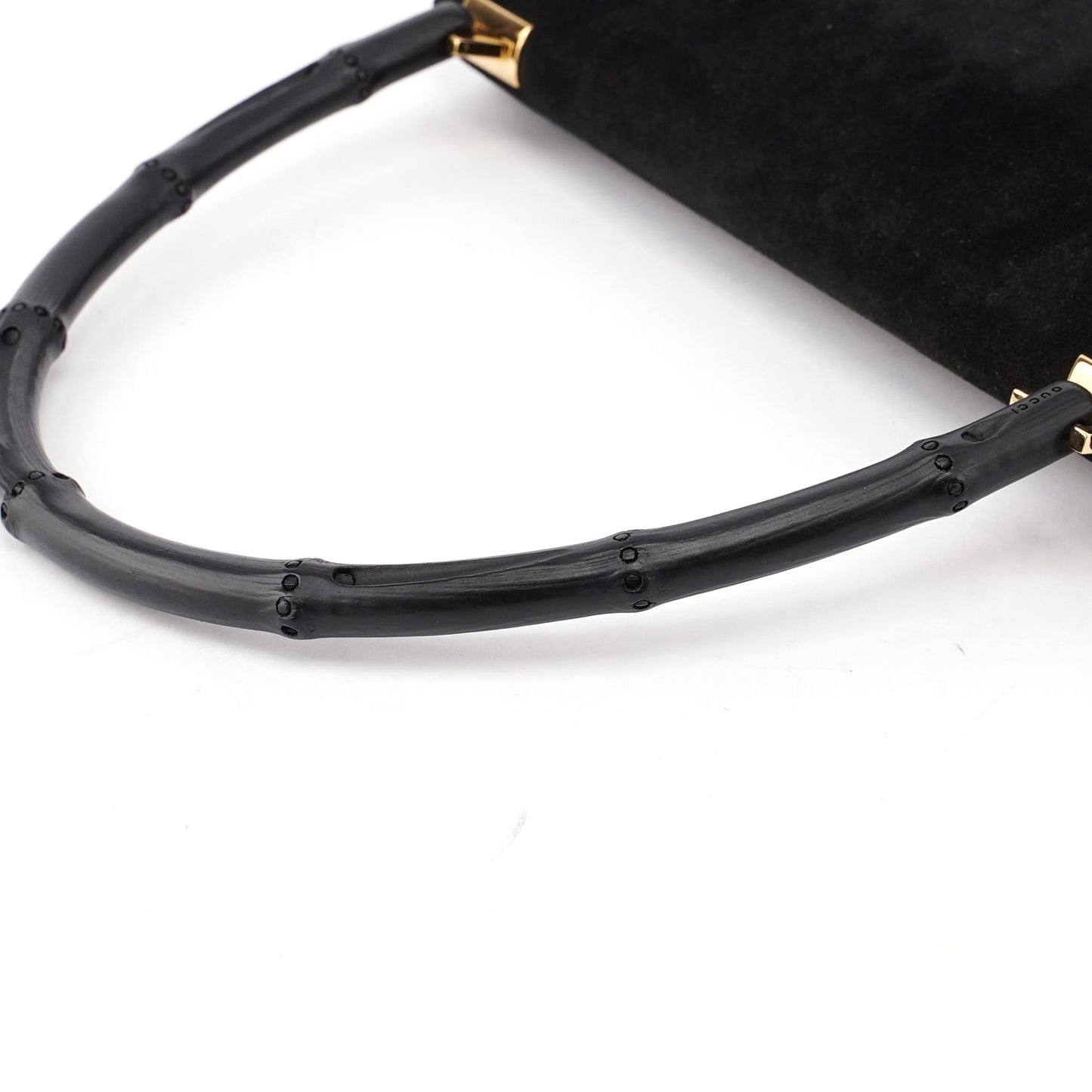 001 4047 Black Bamboo Suede Shoulder Bag