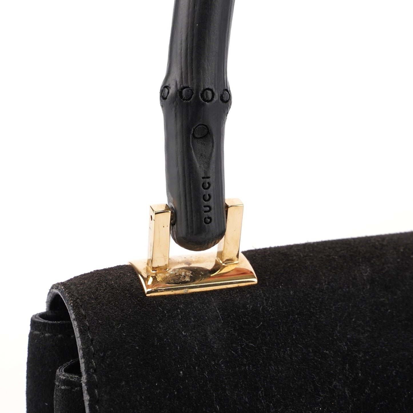 001 4047 Black Bamboo Suede Shoulder Bag