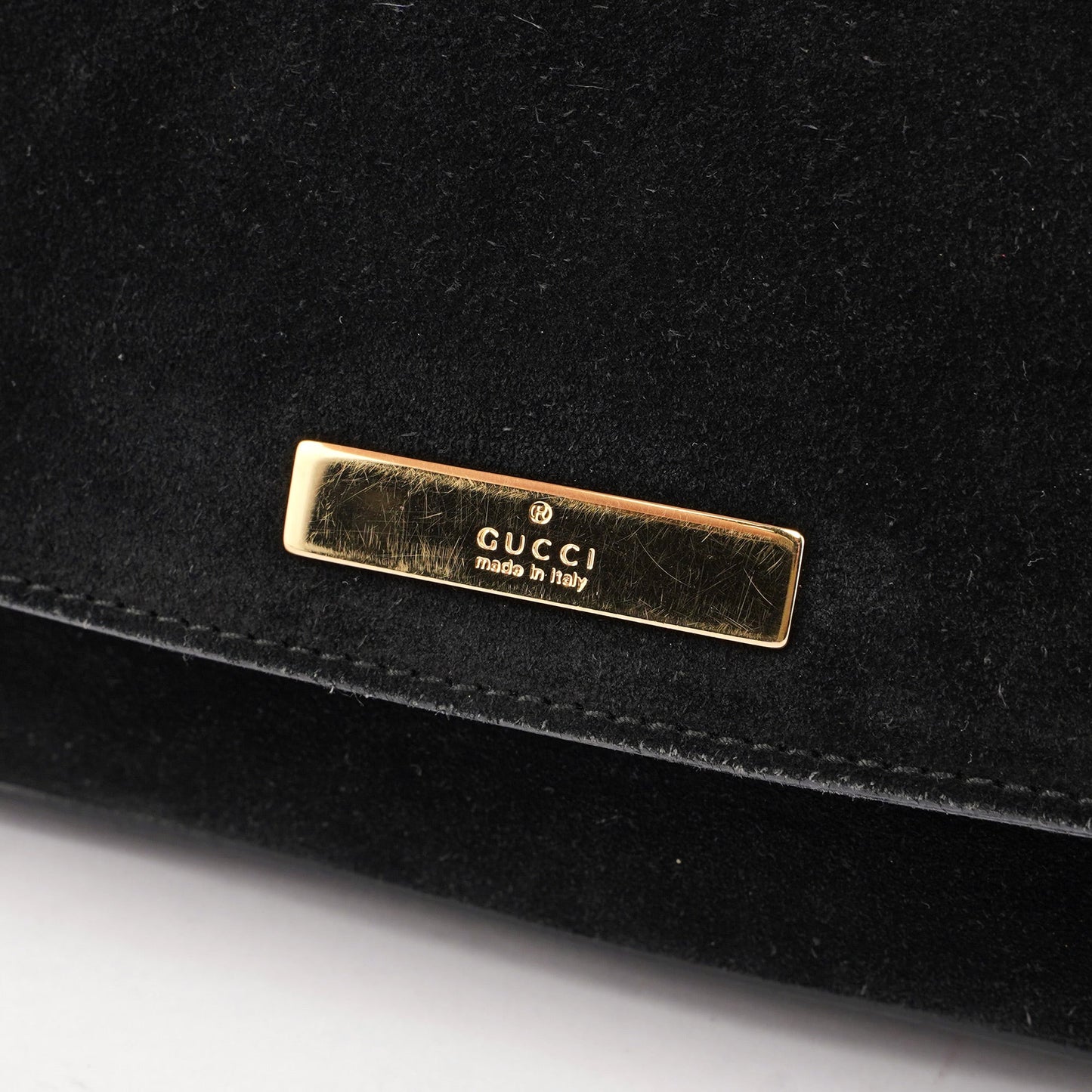 001 4047 Black Bamboo Suede Shoulder Bag