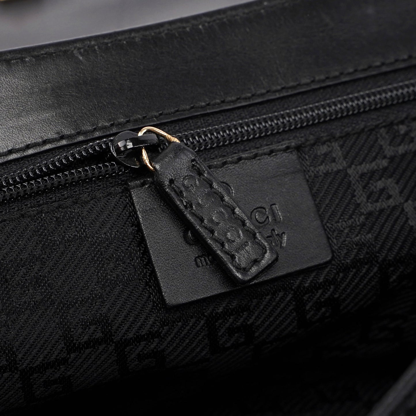 001 4047 Black Bamboo Suede Shoulder Bag