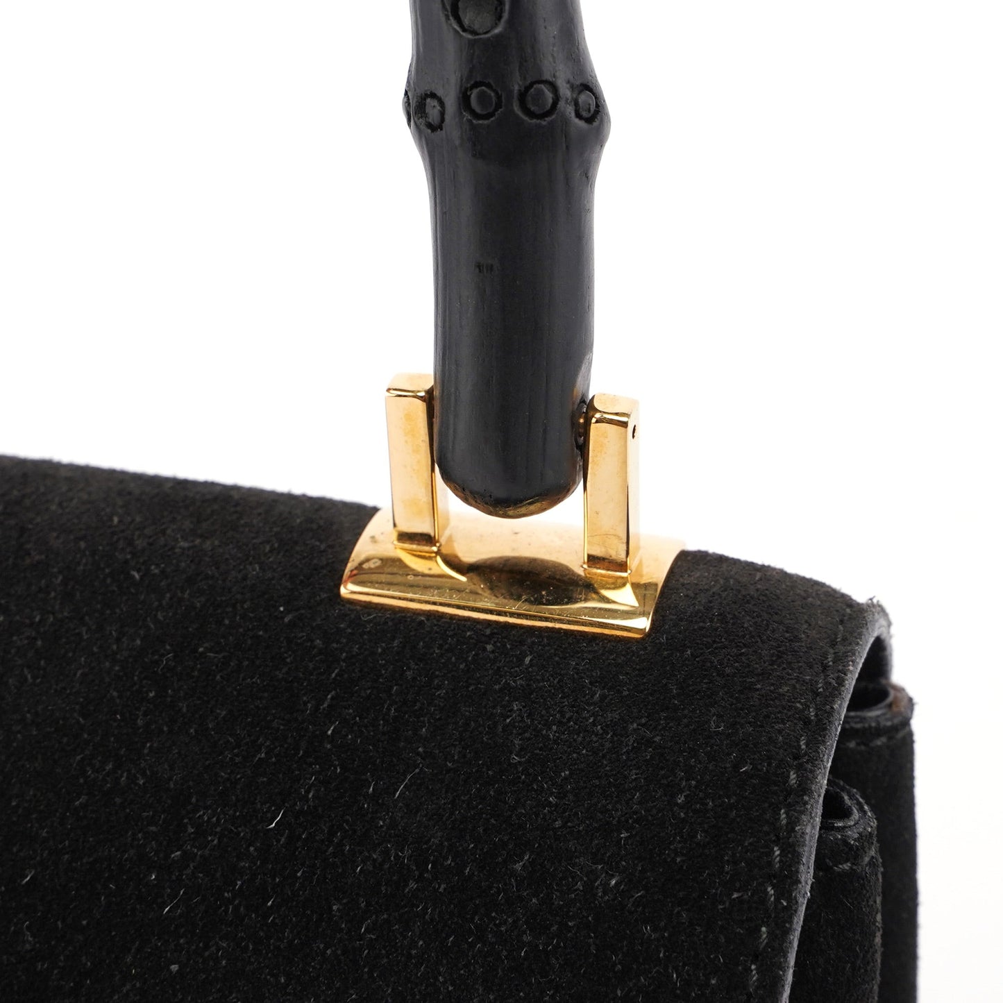 001 4047 Black Bamboo Suede Shoulder Bag