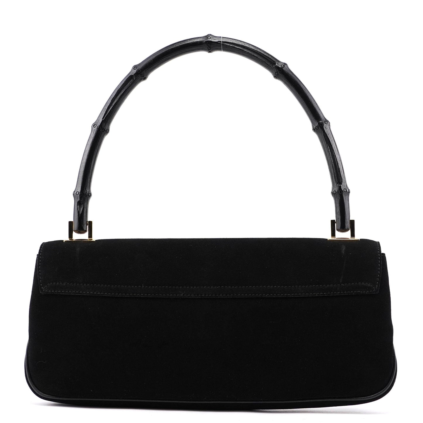 001 4047 Black Suede Bamboo Shoulder Bag