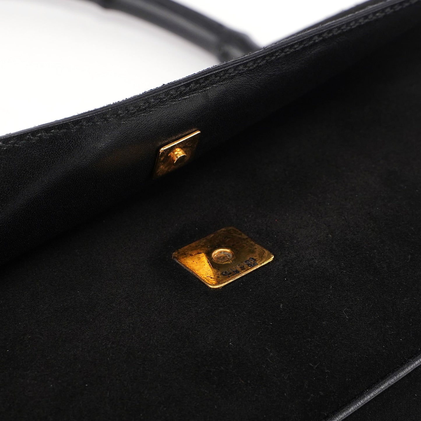 001 4047 Black Suede Bamboo Shoulder Bag