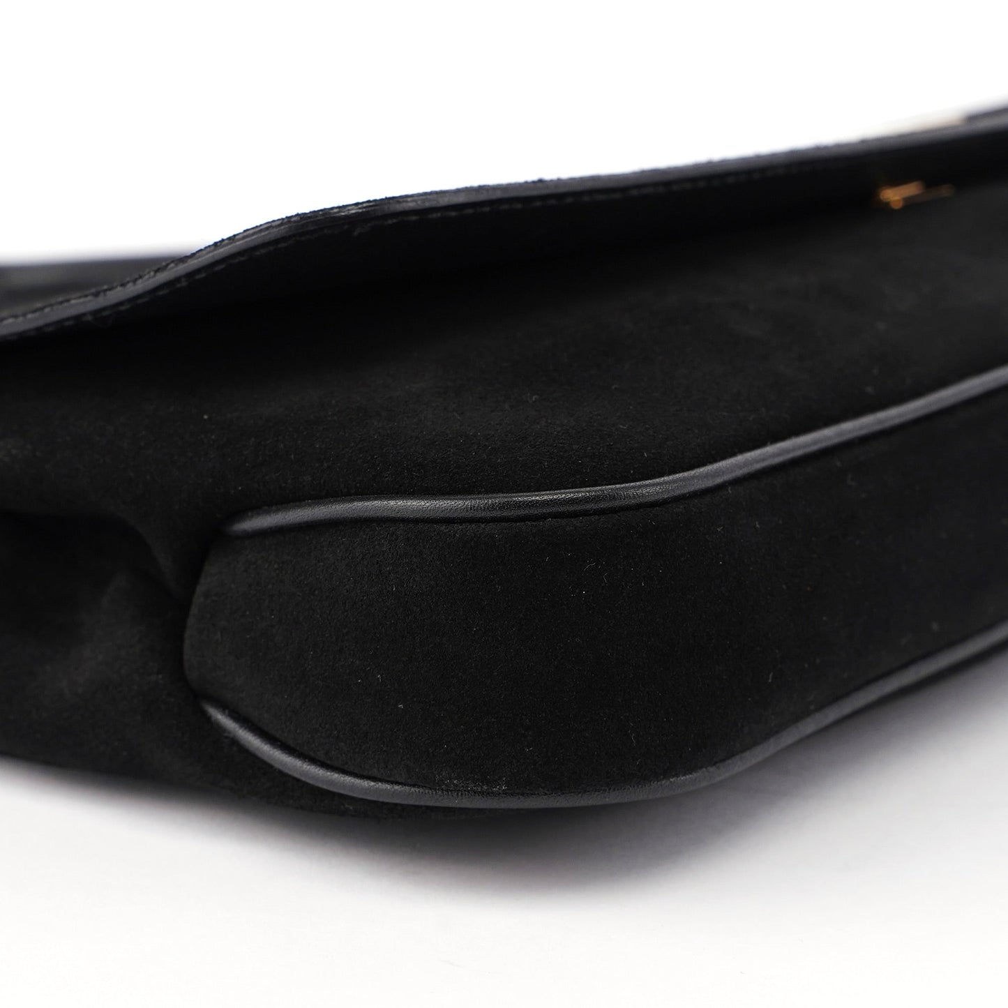 001 4047 Black Suede Bamboo Shoulder Bag