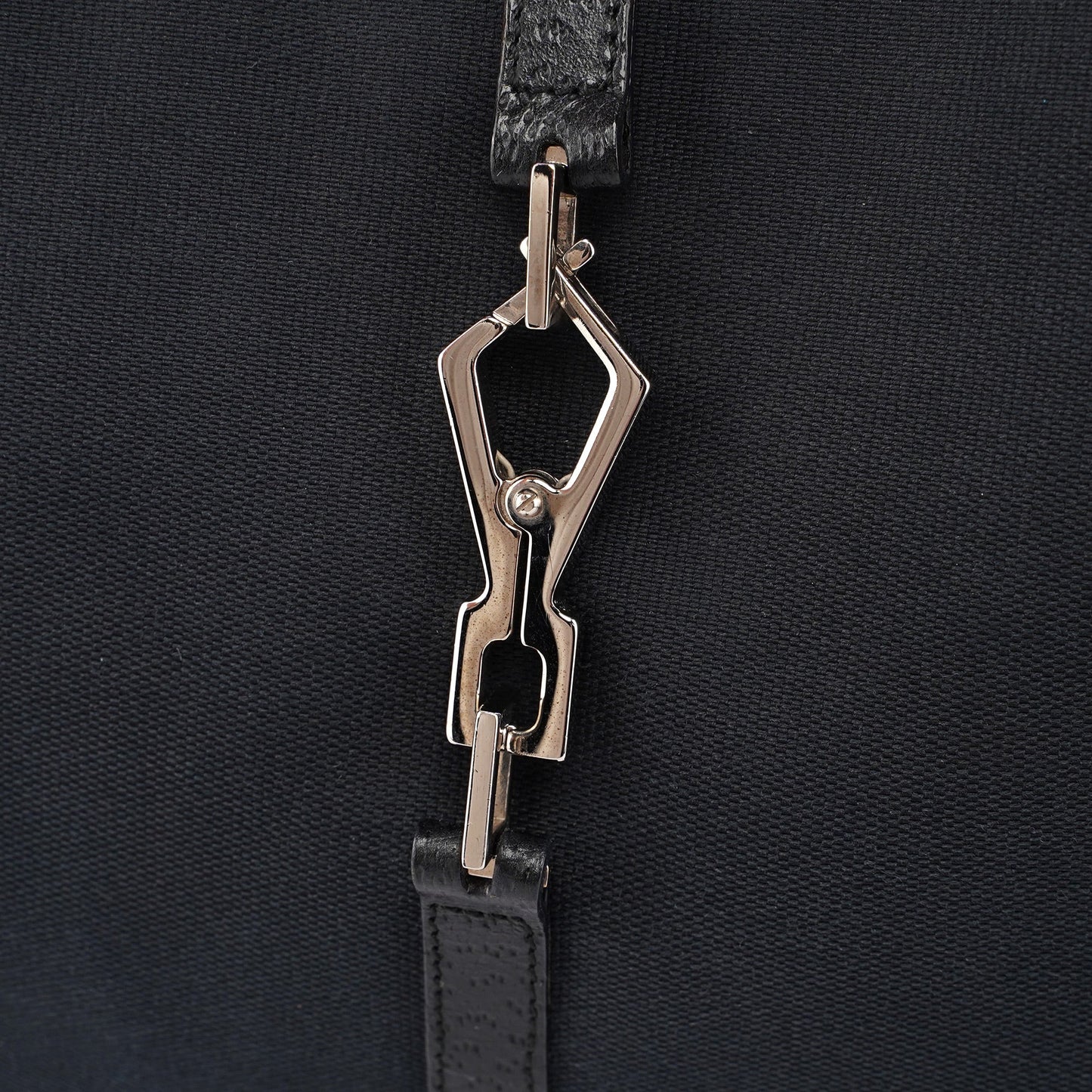 001 4061 Black Canvas Jackie Bamboo Shoulder Bag