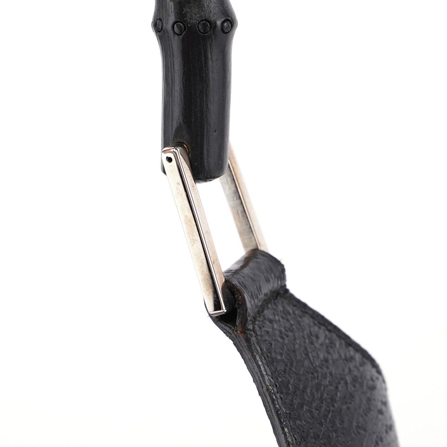 001 4061 Black Canvas Jackie Bamboo Shoulder Bag