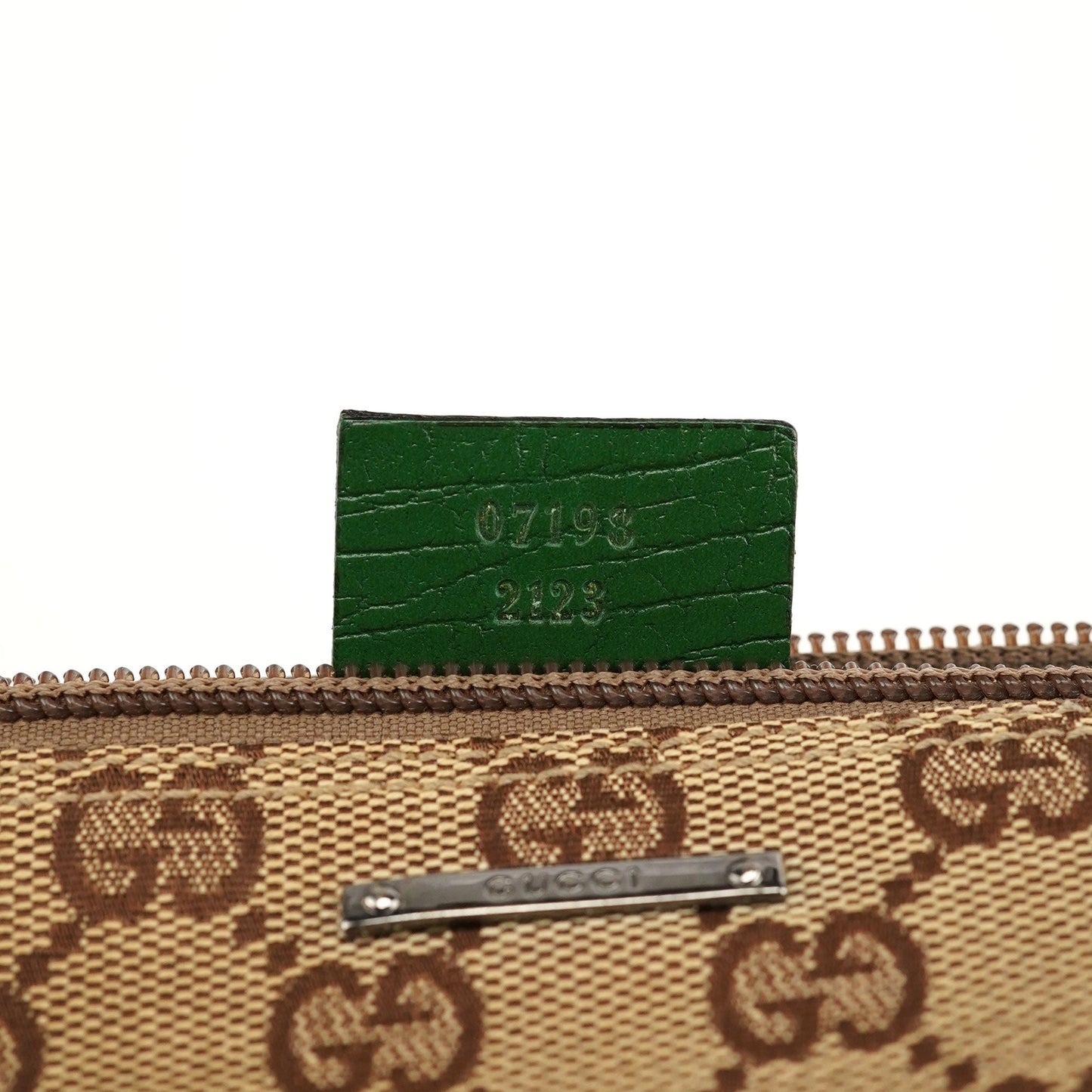 07198 Beige Green GG Boat Pochette