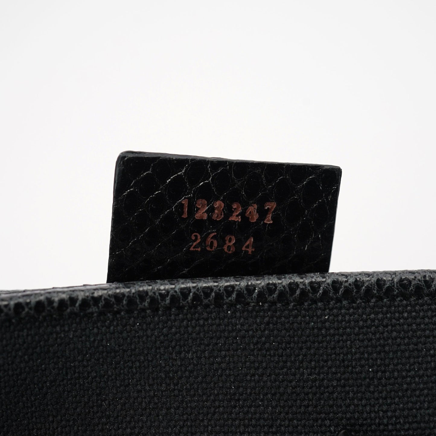 123247 Black Canvas Lizard Bamboo Shoulder Bag