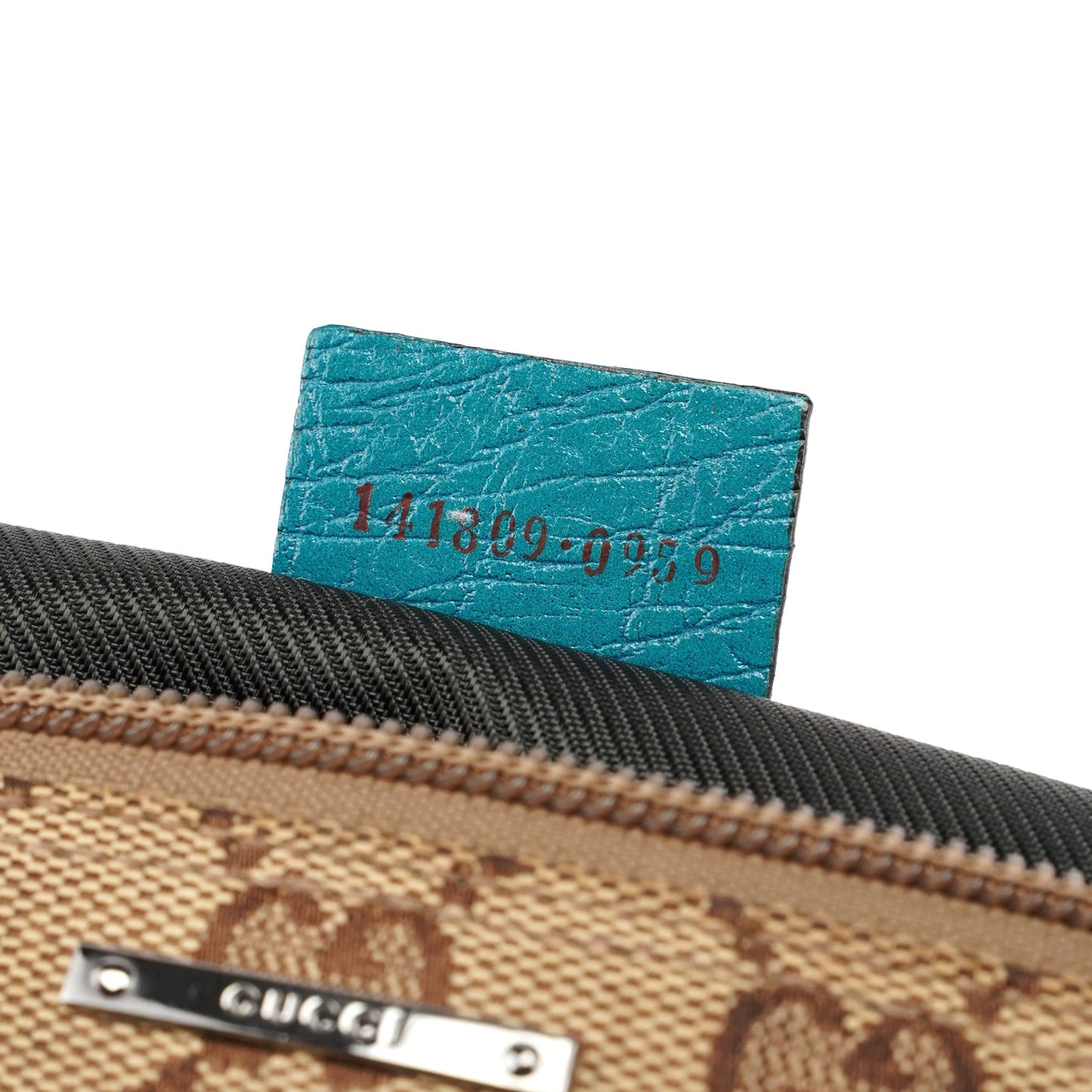 141809 Beige Blue GG Boat Pochette