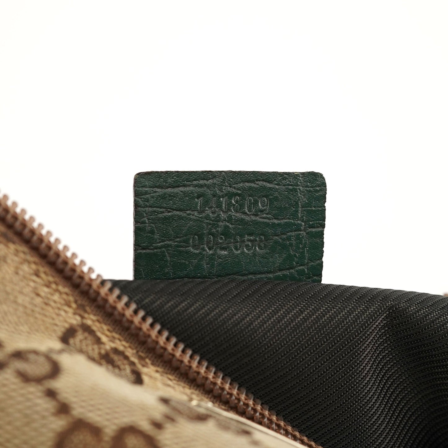 141809 Beige Green GG Boat Pochette