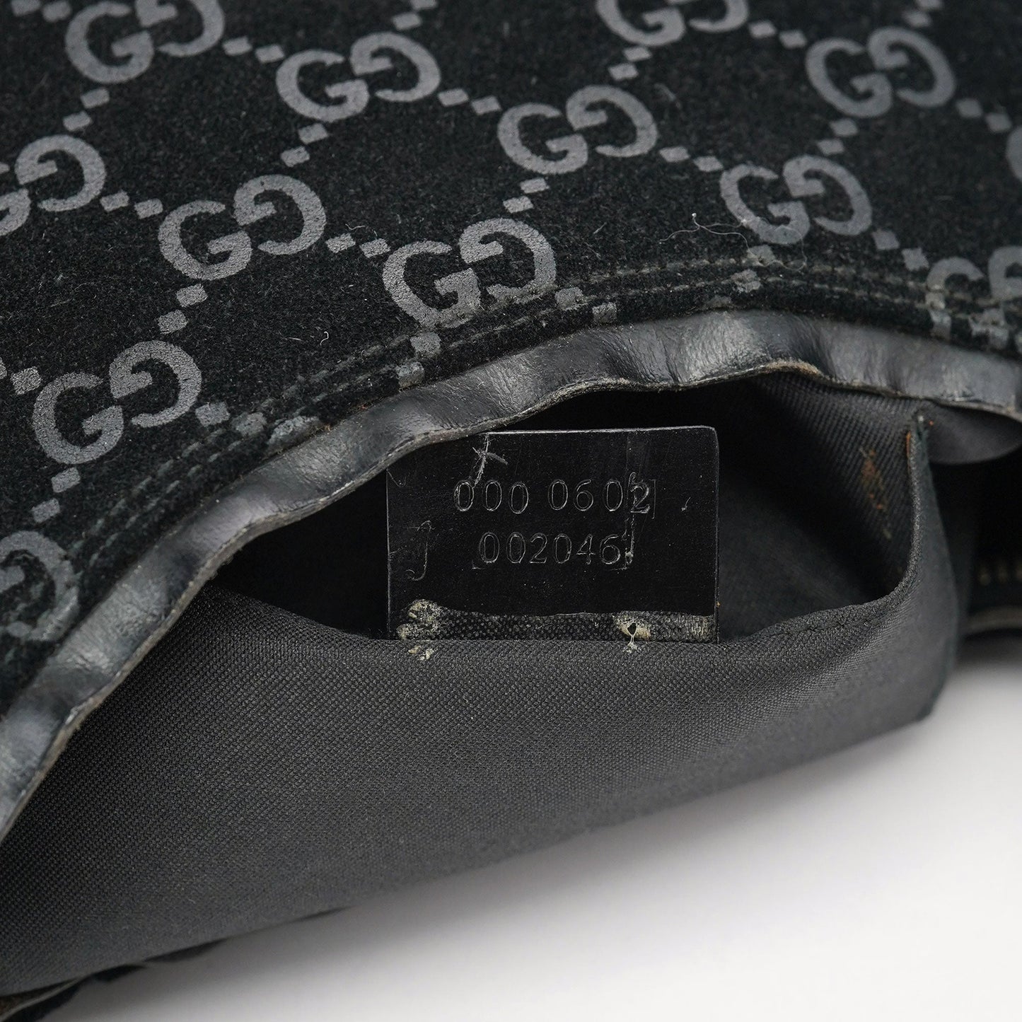 1997 Black GG Suede Shoulder Bag