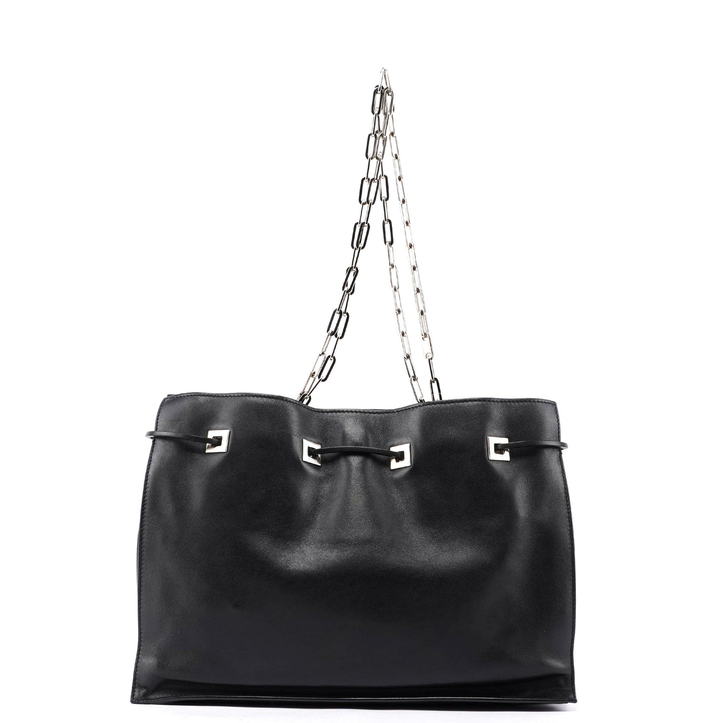 5338. Gucci Black Calfskin Drawstring Chain Tote