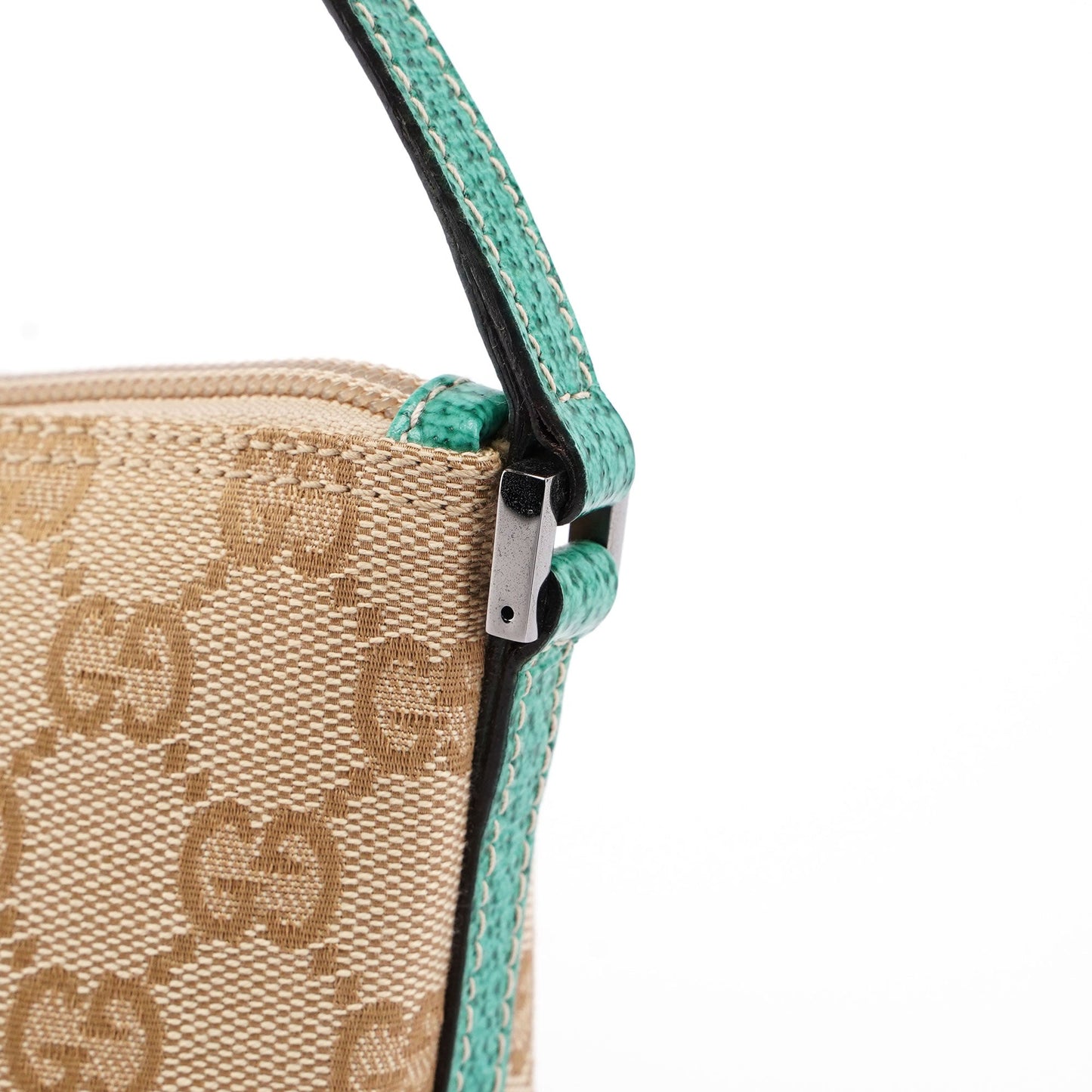5396. Gucci Beige Turquoise Boat Pochette