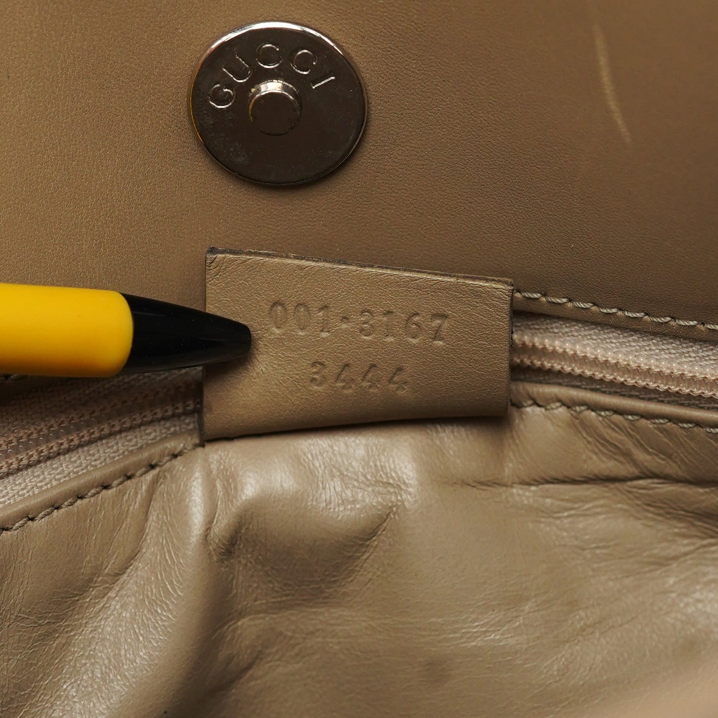 Beige Calfskin Hobo Shoulder Bag