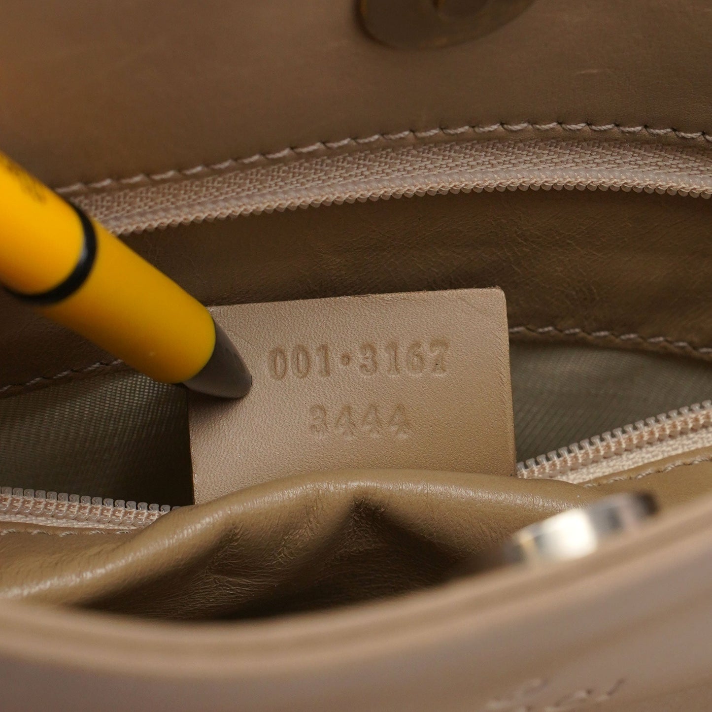 Beige Calfskin Hobo Shoulder Bag