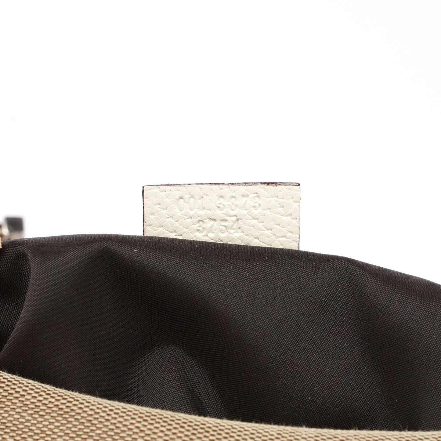 Beige Canvas Silver Chain Shoulder Bag