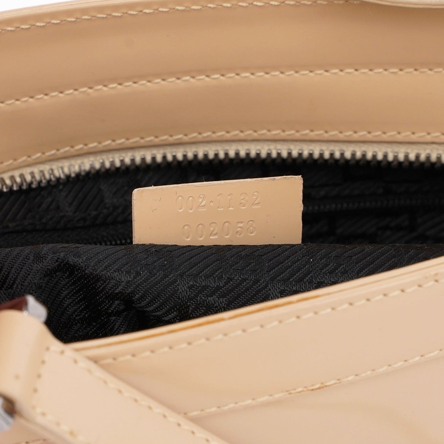 Beige Patent Leather Jackie Tote