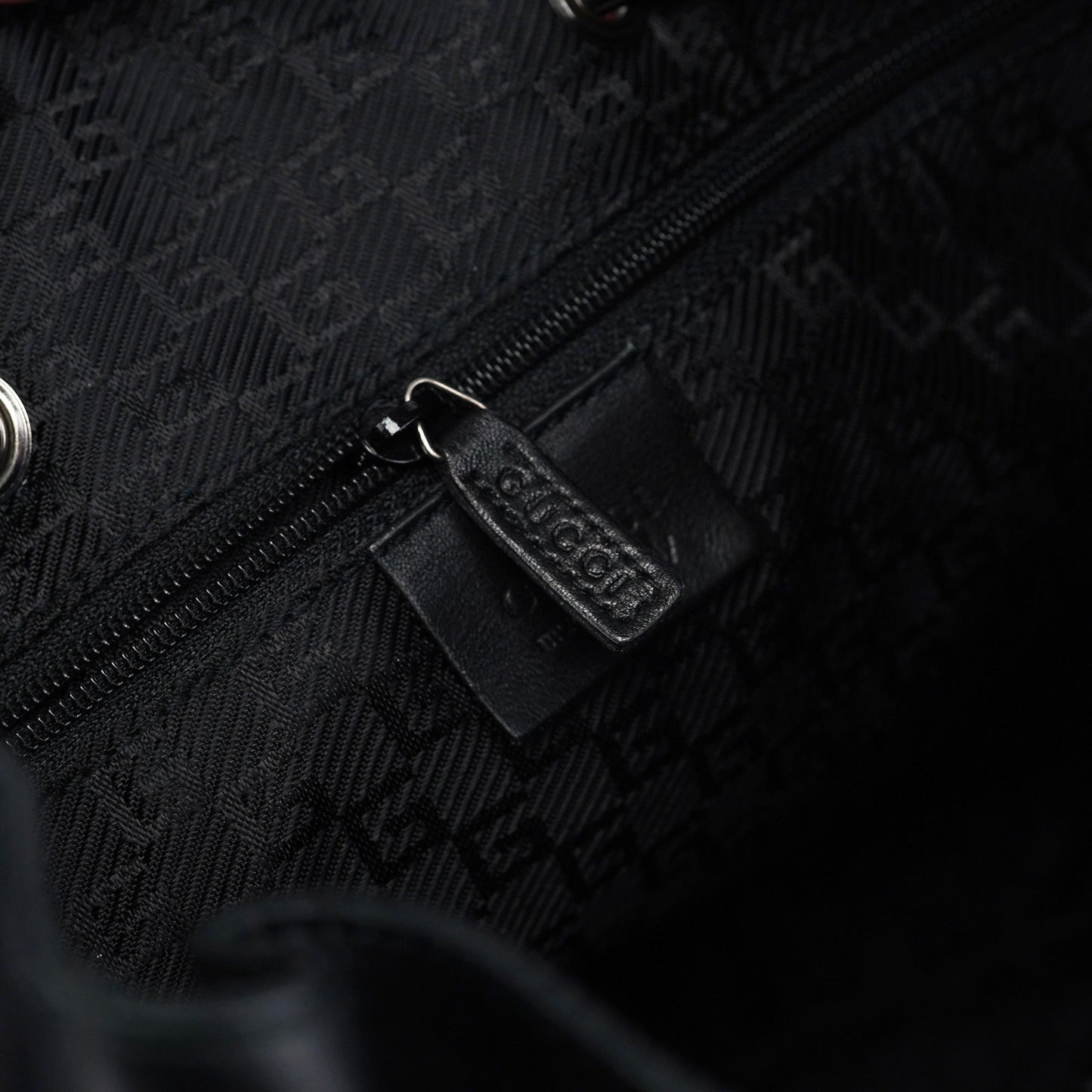 Black Calfskin Drawstring Shoulder Bag