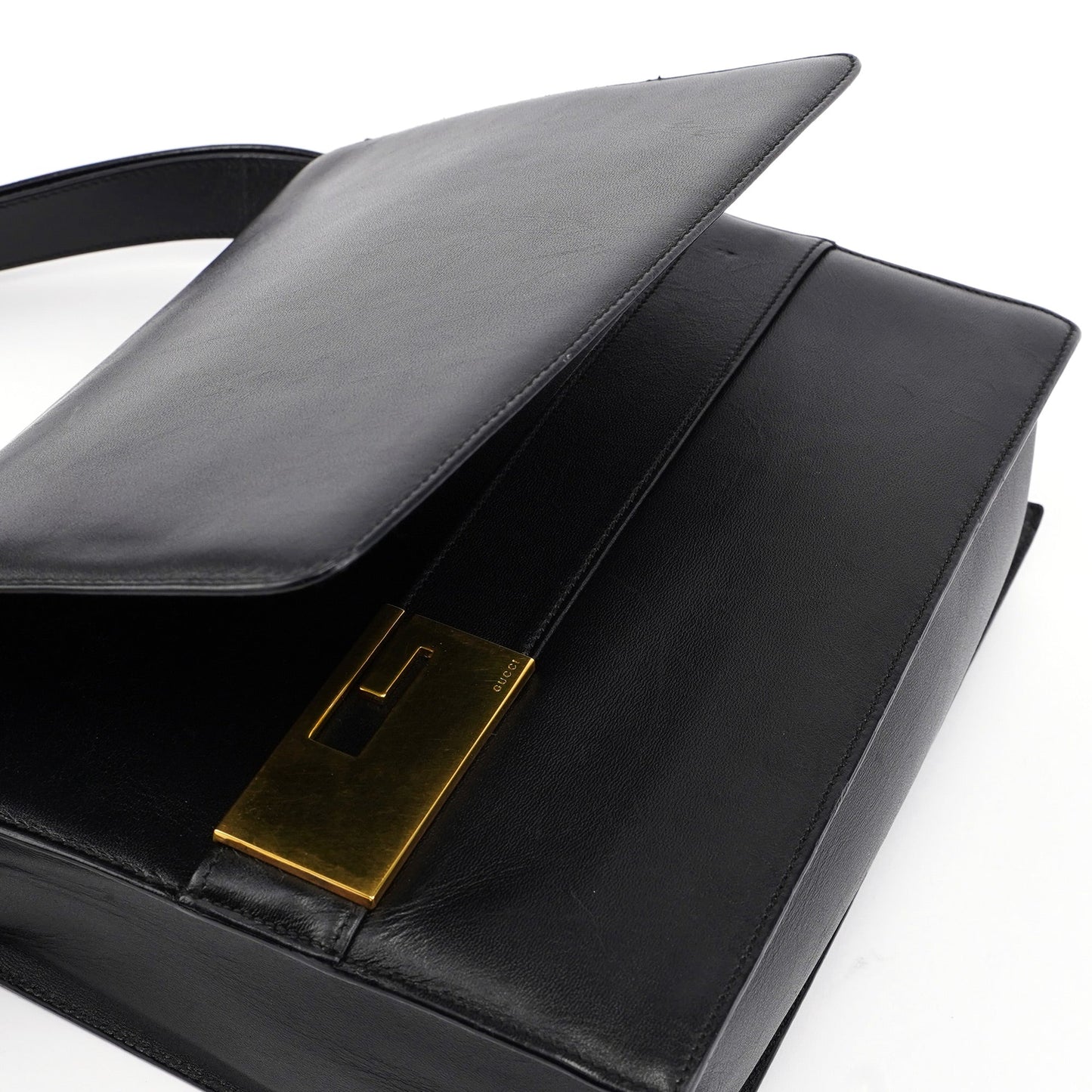 Black Calfskin Square G Shoulder Bag