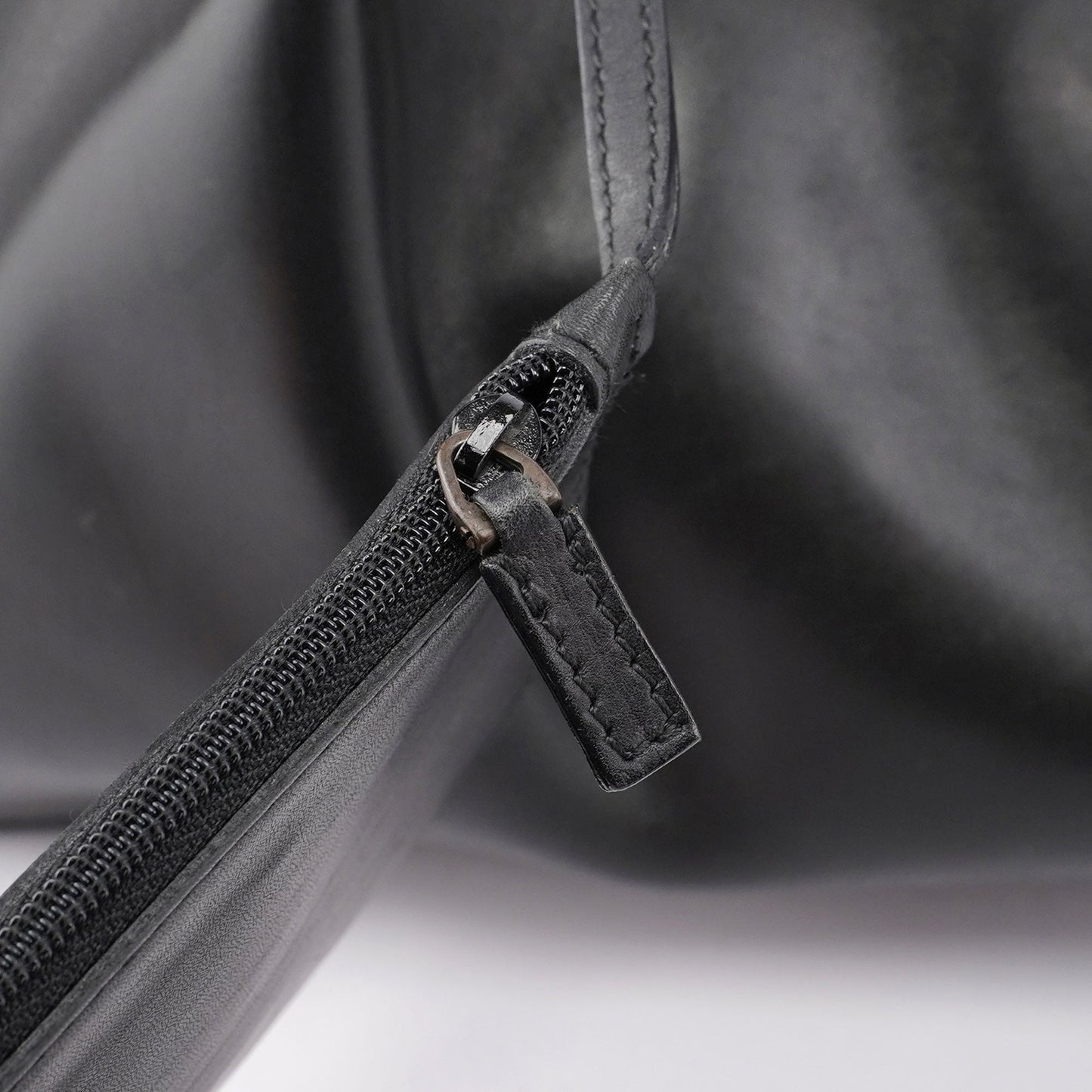 Black Calfskin Tote With Pouch