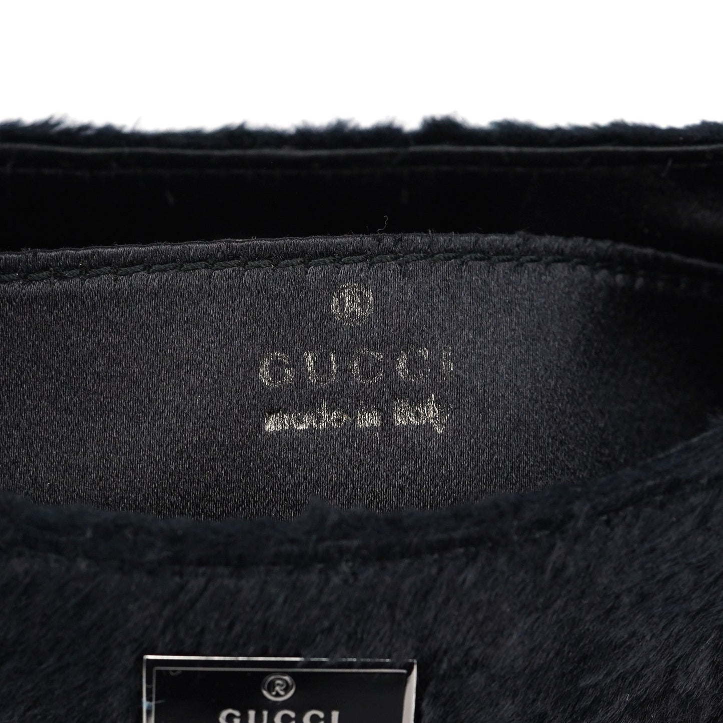 Black Faux Fur Bamboo Shoulder Bag