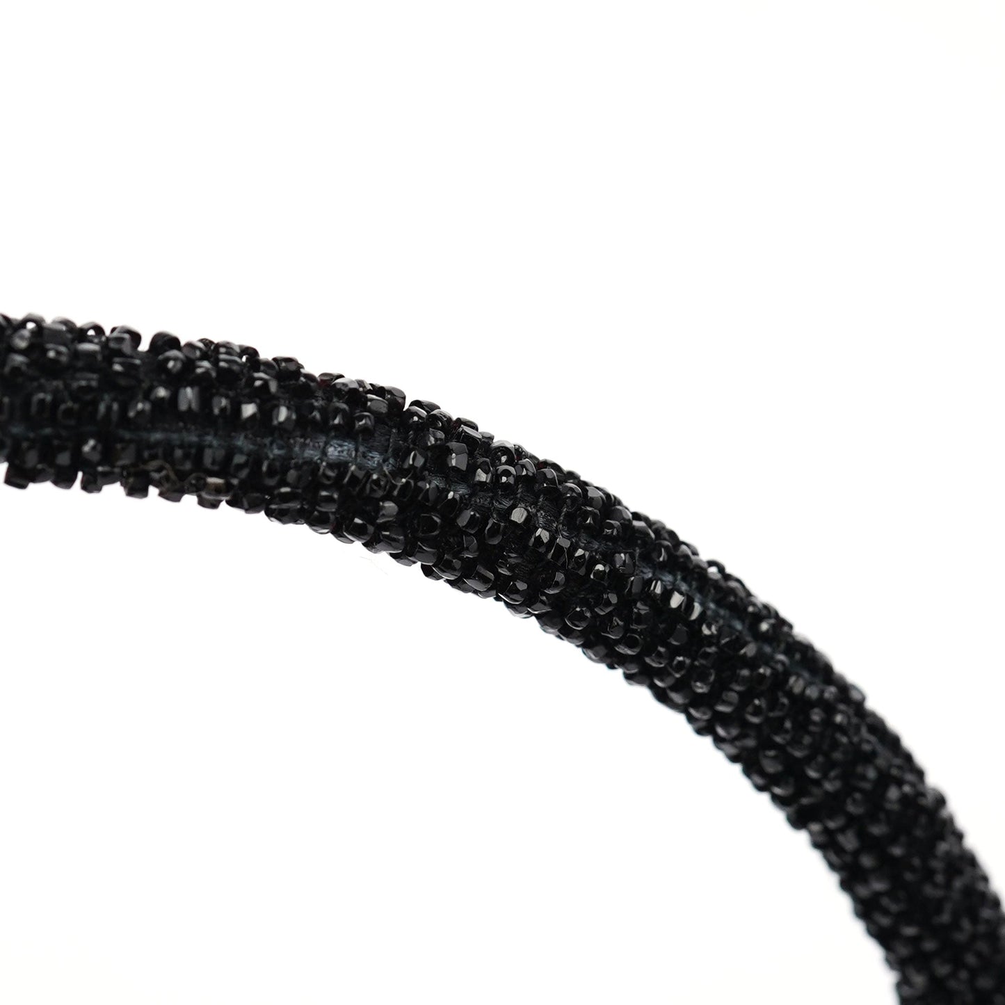 Black Satin Beaded Tote Bag