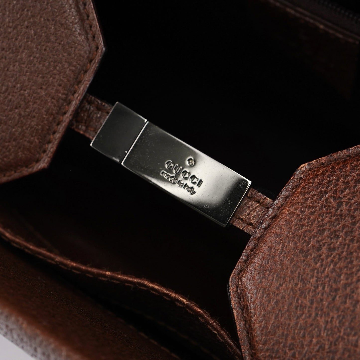 Brown Leather Bamboo 2-Way Tote Bag