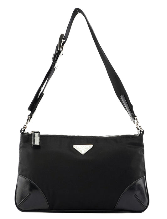 Prada Black Tessuto Leather Shoulder Bag