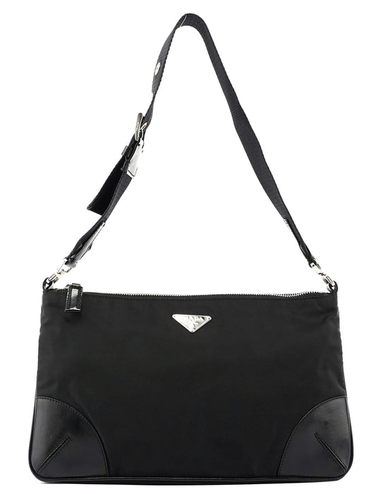 Prada Black Tessuto Leather Shoulder Bag