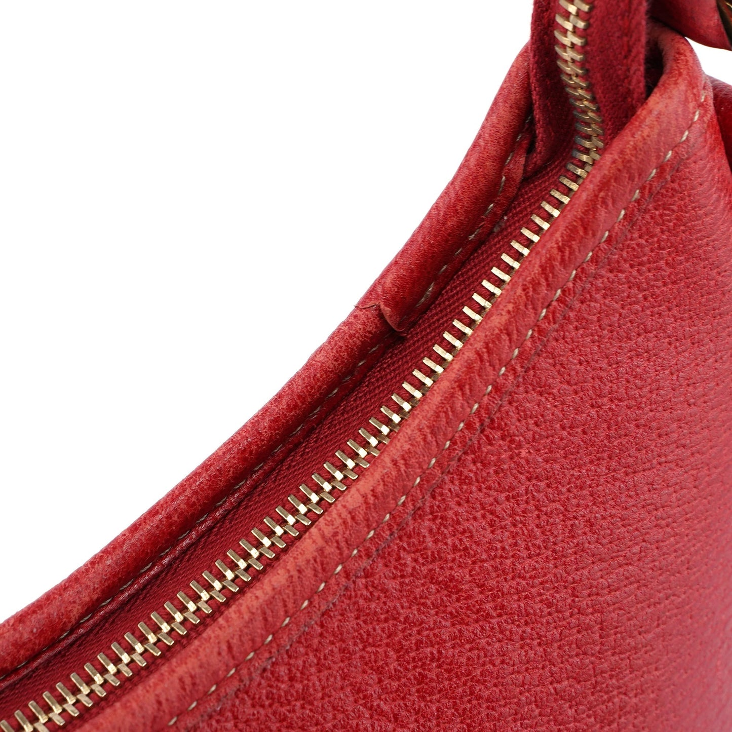 Red Leather D-Ring Shoulder Bag