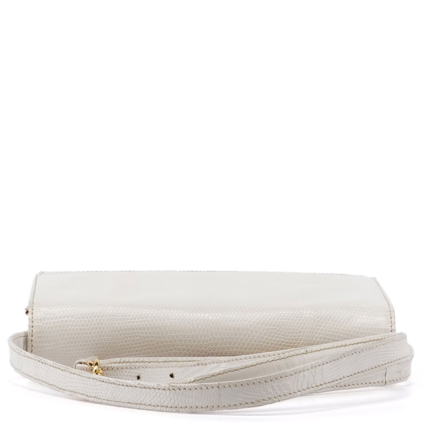 White Leather Lizard Embossed Bag