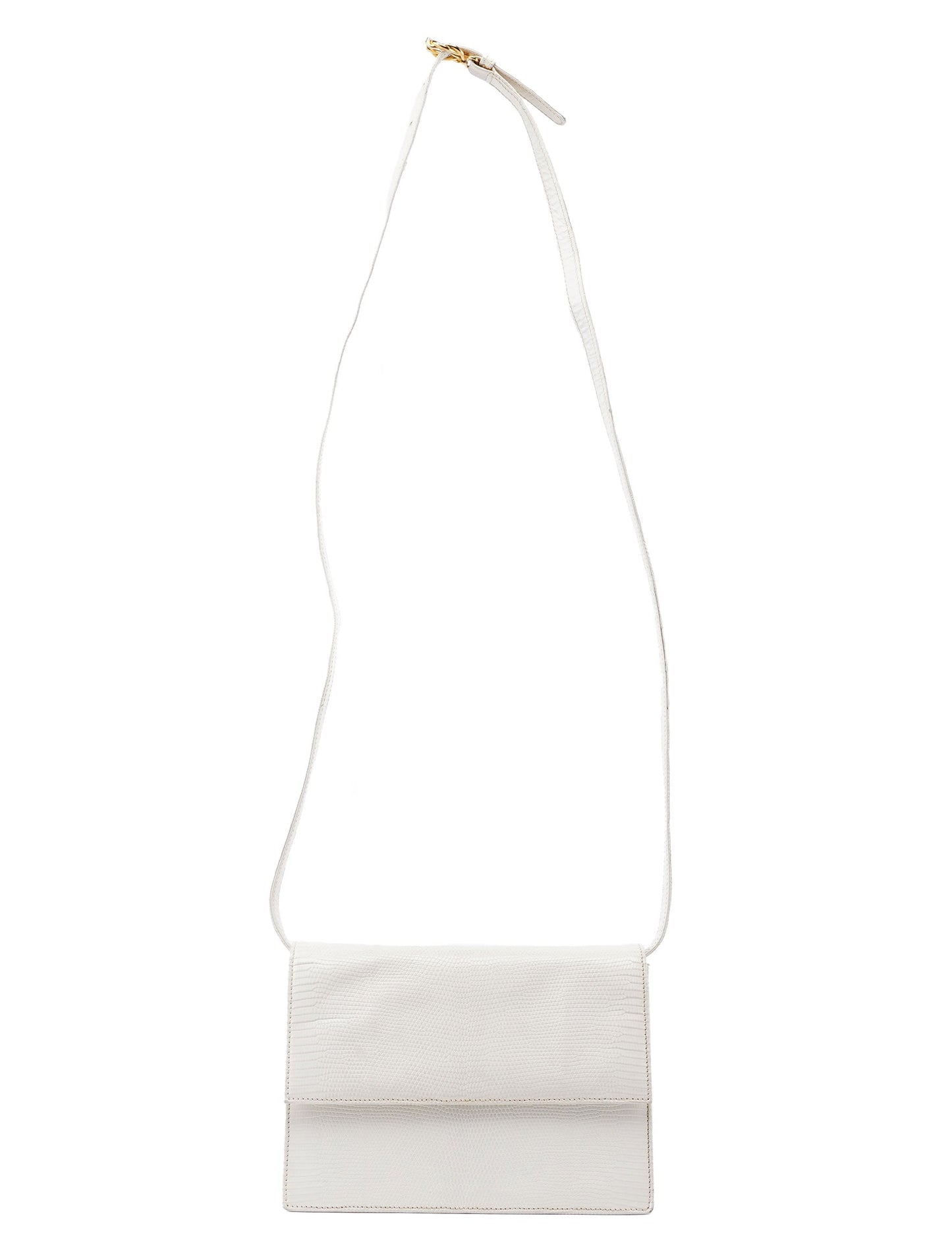 White Leather Lizard Embossed Bag