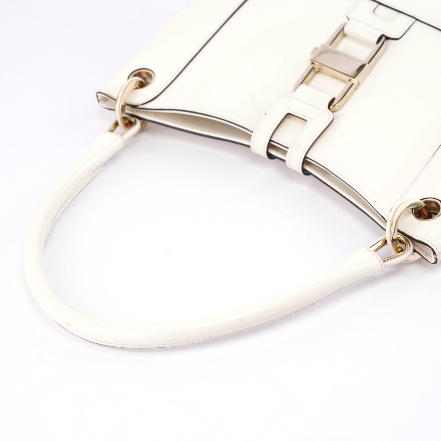 White Patent Leather Jackie Shoulder Bag