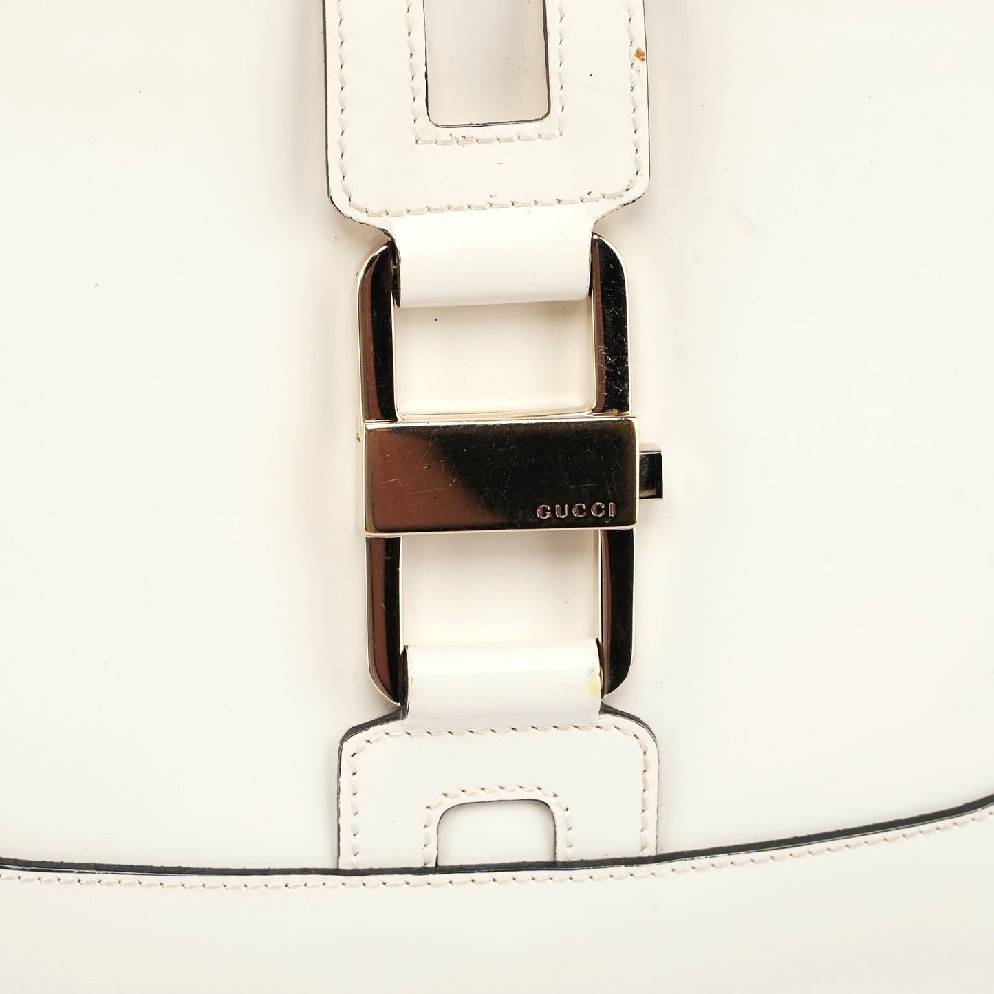 White Patent Leather Jackie Shoulder Bag