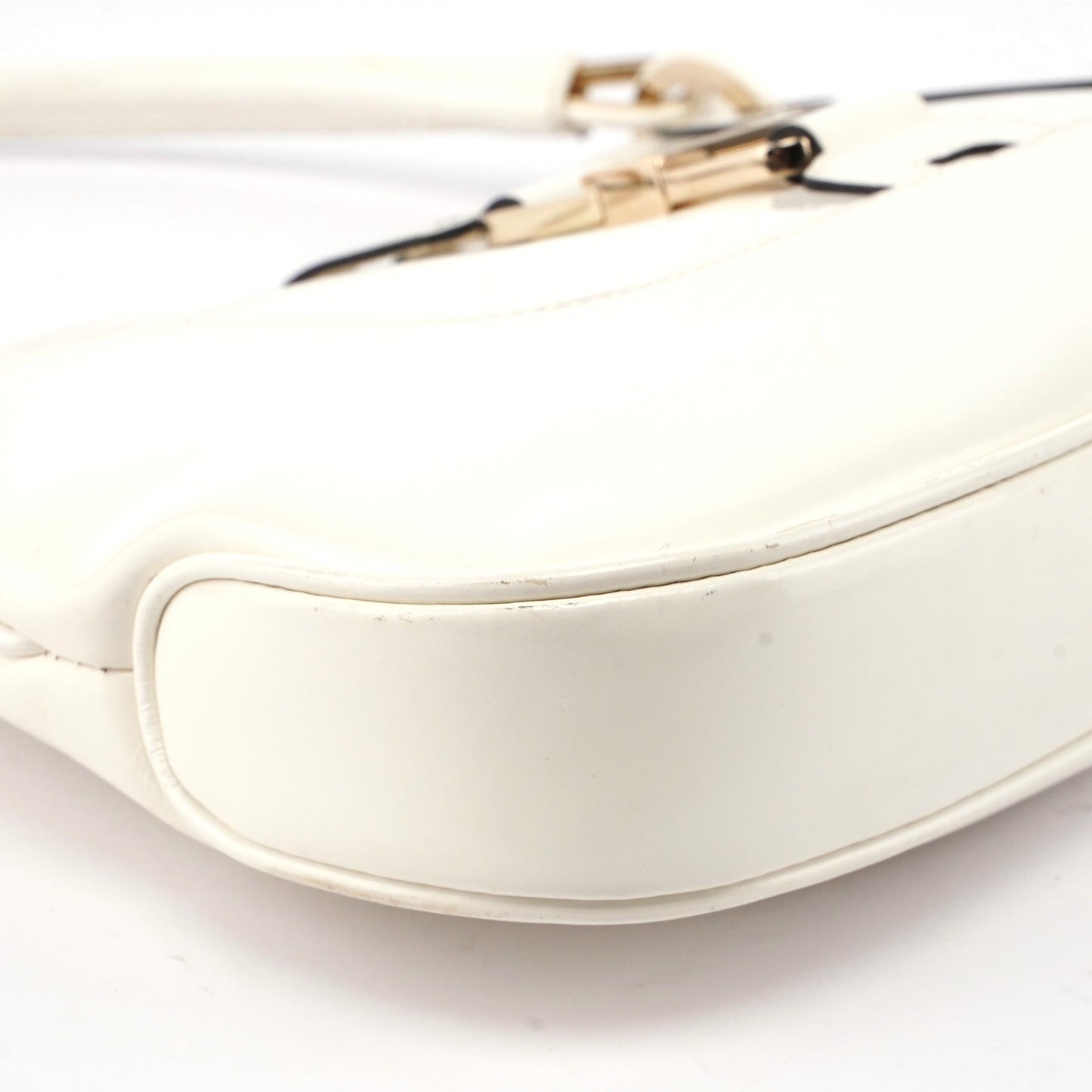 White Patent Leather Jackie Shoulder Bag