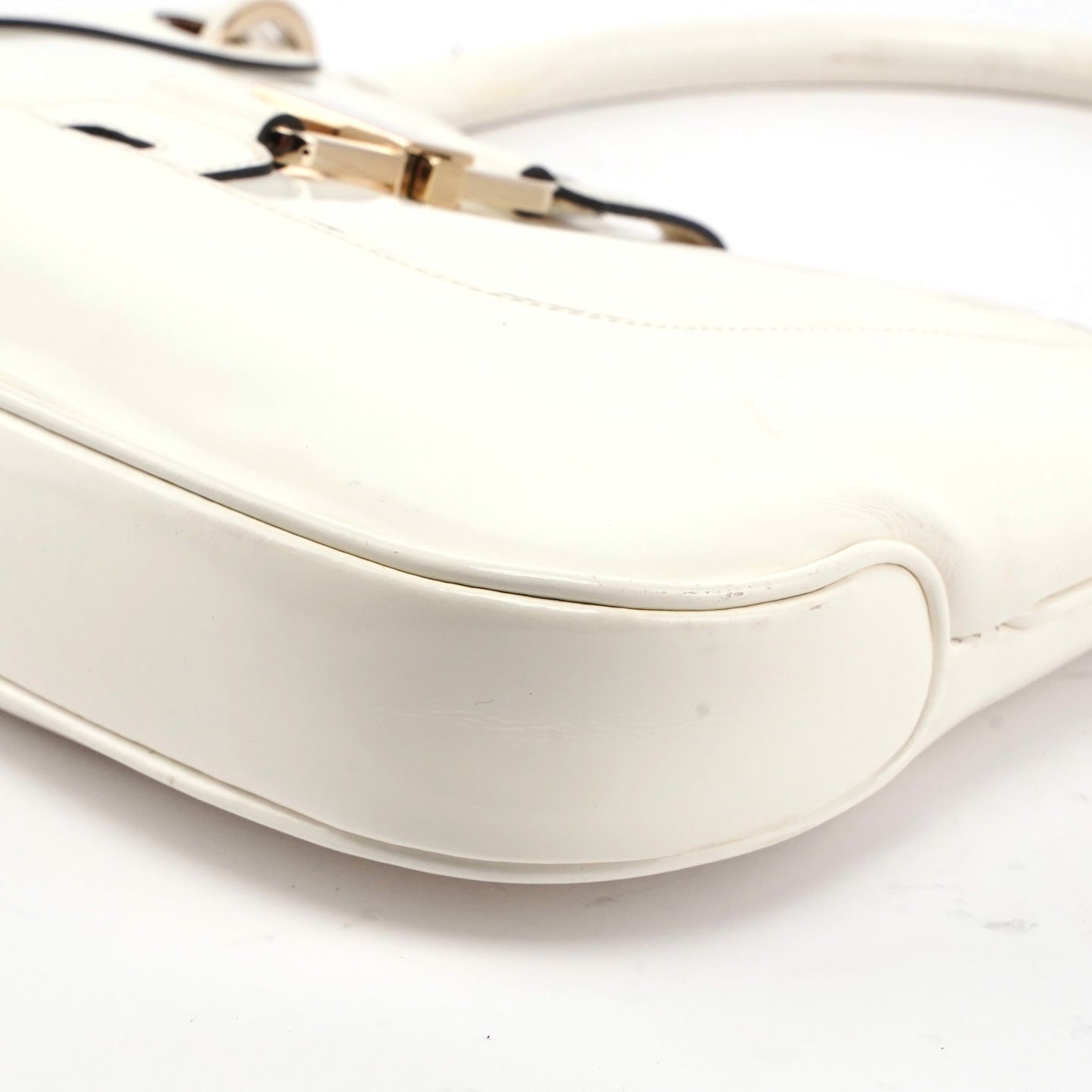 White Patent Leather Jackie Shoulder Bag