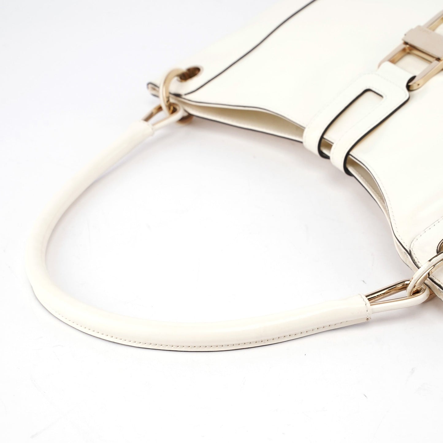 White Patent Leather Jackie Shoulder Bag