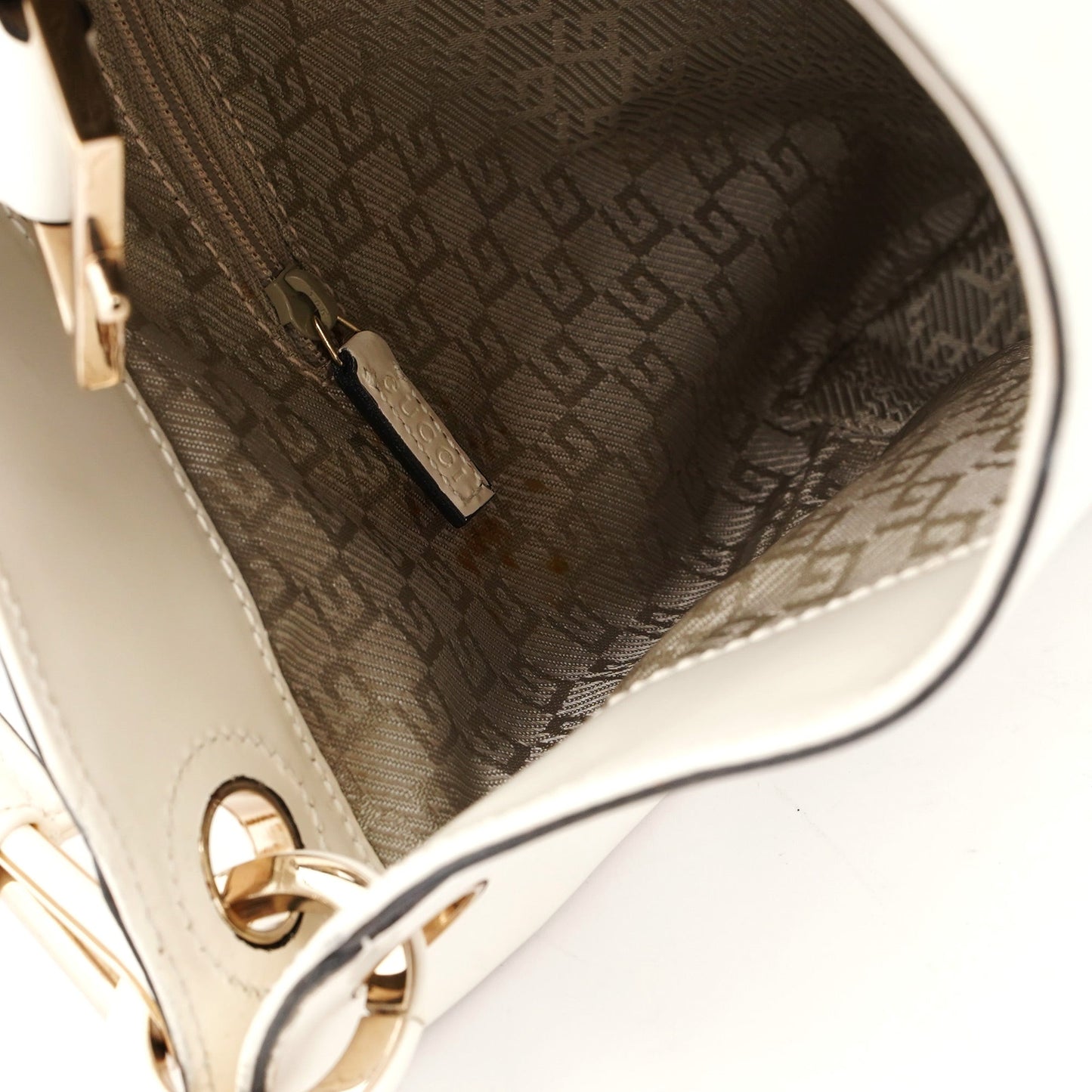 White Patent Leather Jackie Shoulder Bag