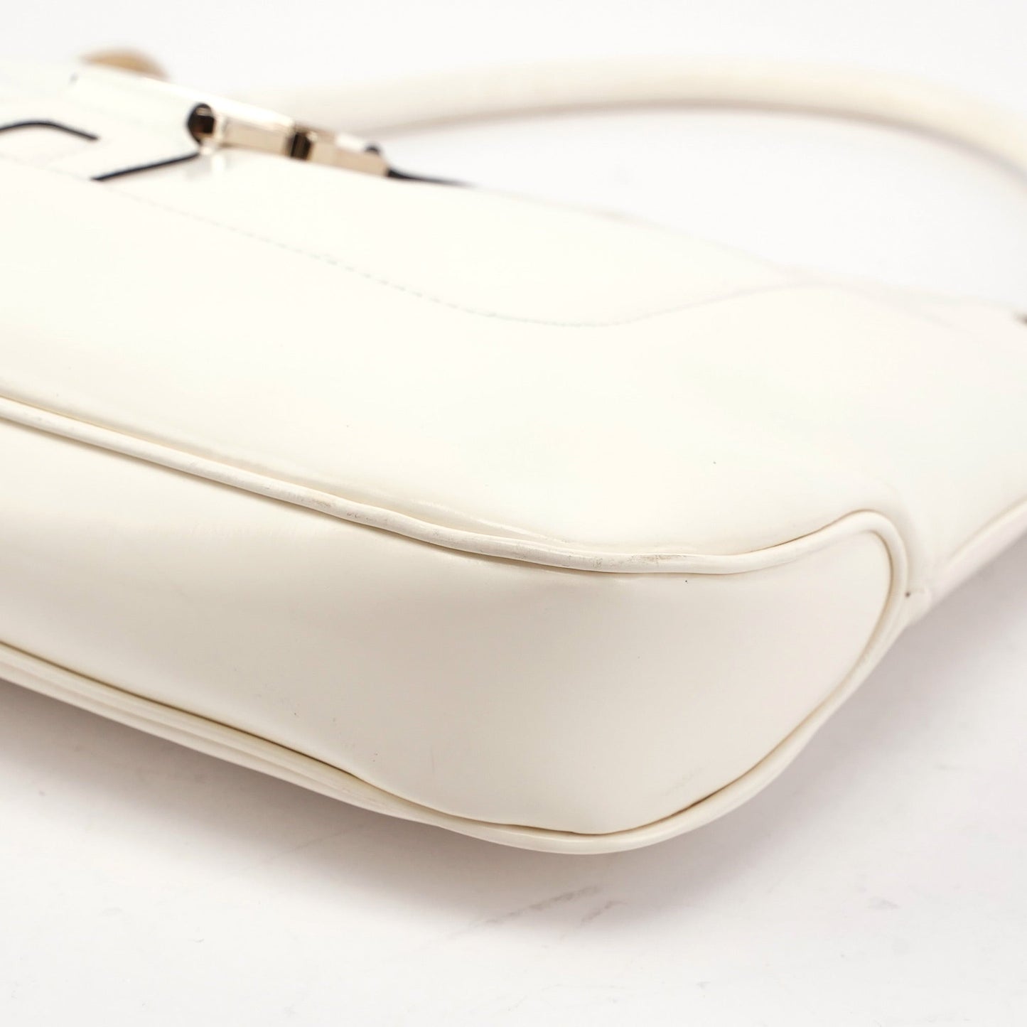 White Patent Leather Jackie Shoulder Bag