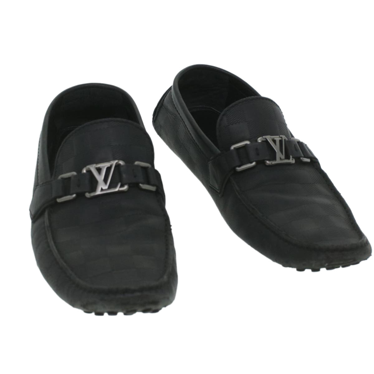 LOUIS VUITTON Damier Infini Driving Shoes Black 867567 LV kk168