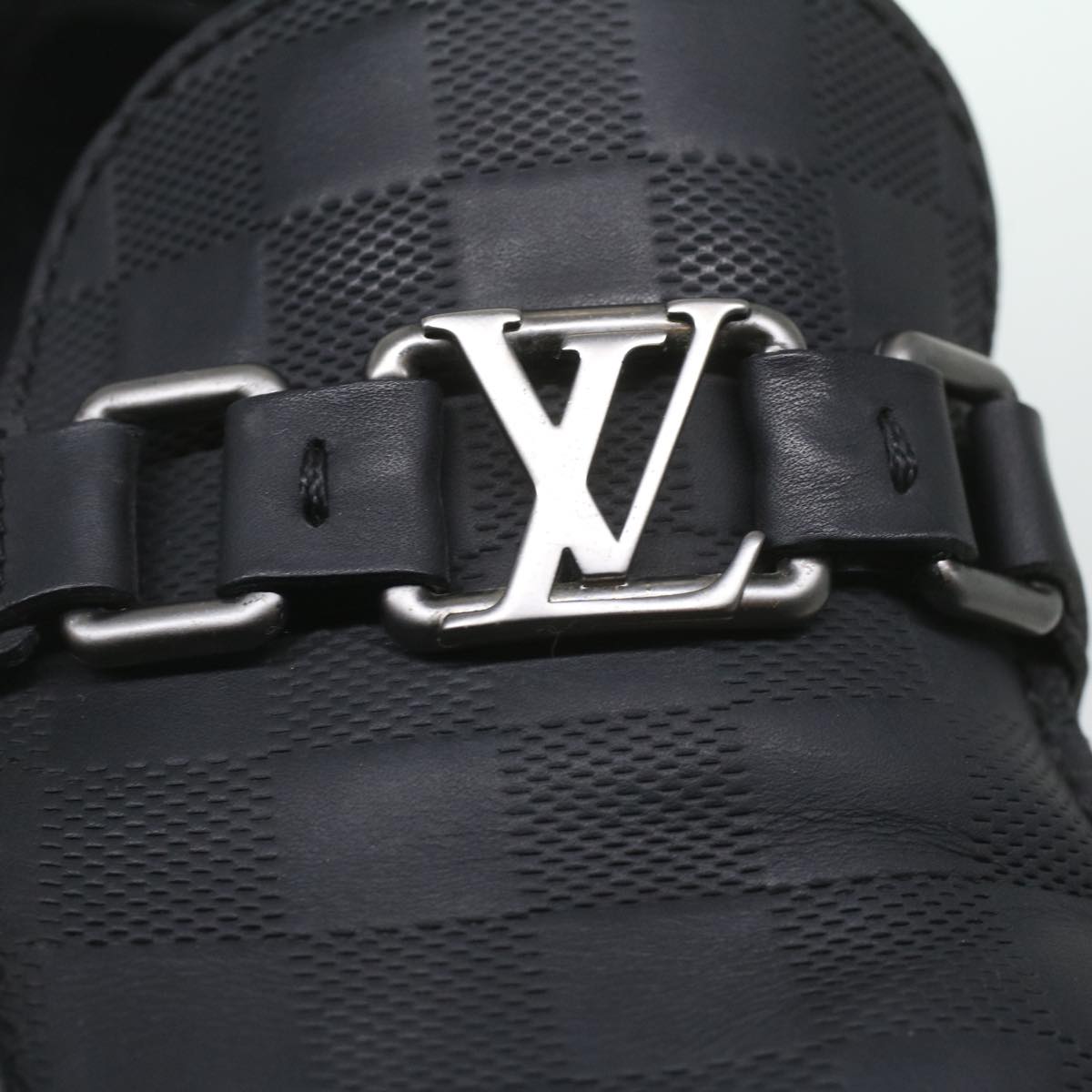 LOUIS VUITTON Damier Infini Driving Shoes Black 867567 LV kk168