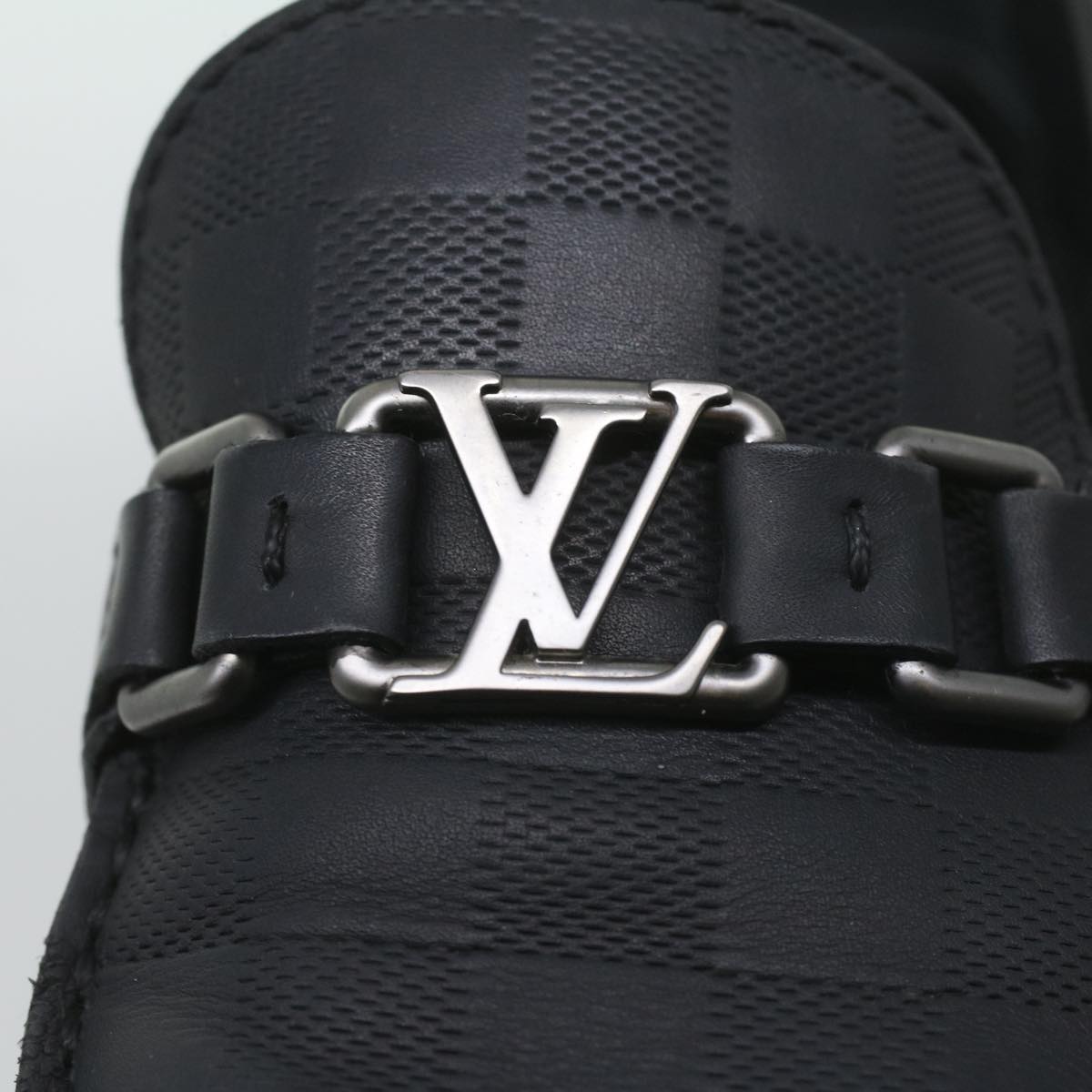 LOUIS VUITTON Damier Infini Driving Shoes Black 867567 LV kk168